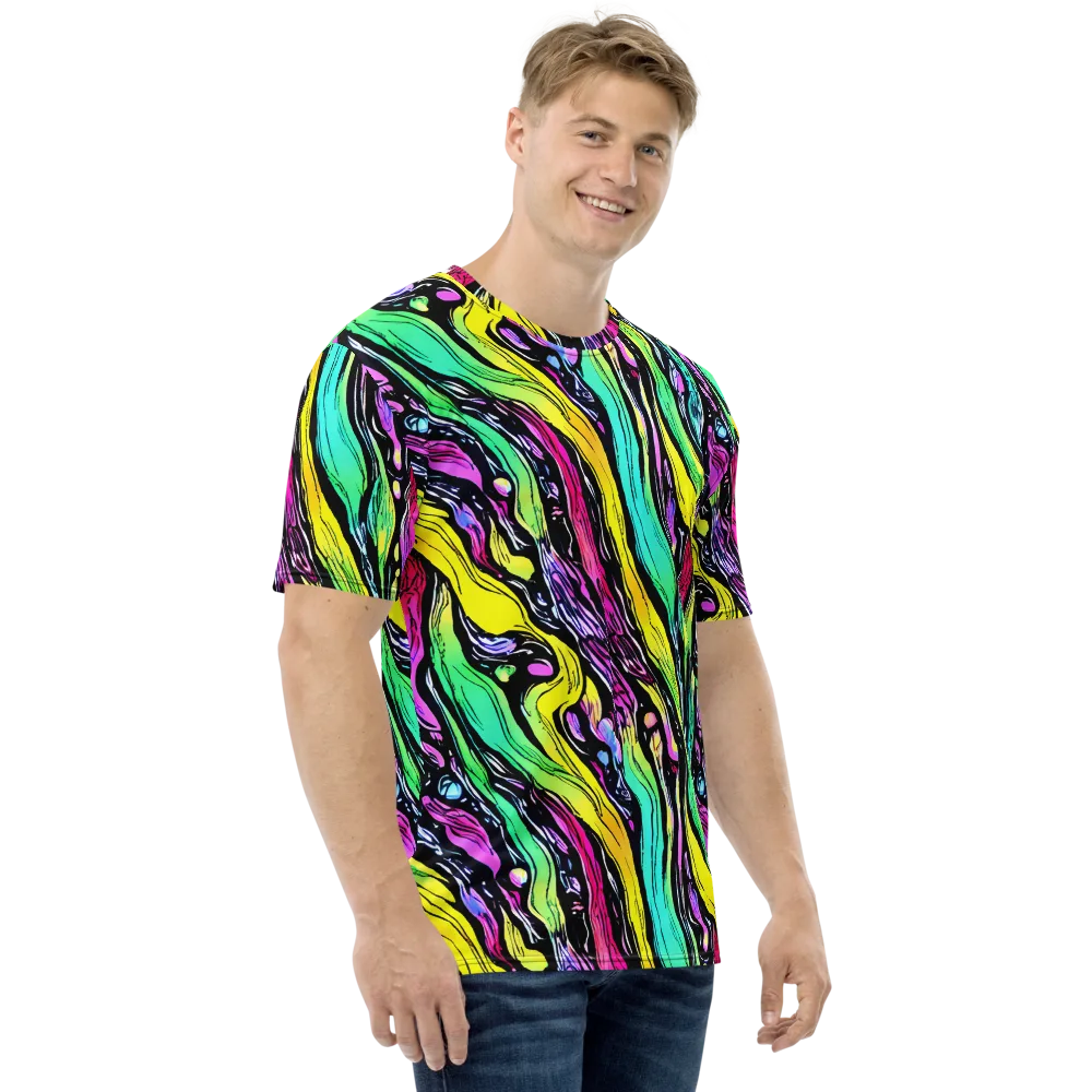 Neon Wildwater on Men's Crew Neck T-Shirt — Right