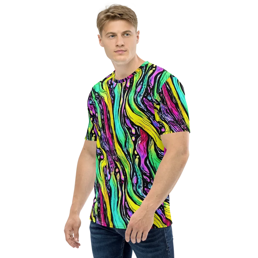 Neon Wildwater on Men's Crew Neck T-Shirt — Left