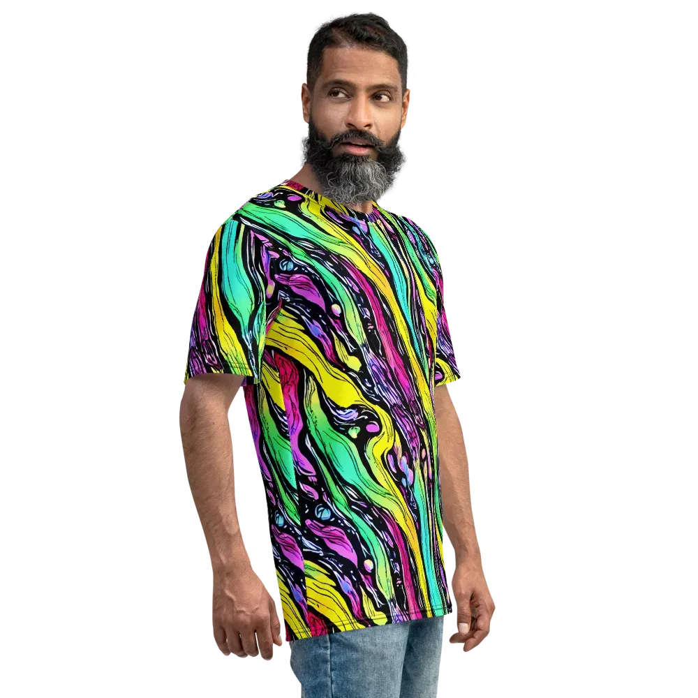 Neon Wildwater on Men's Crew Neck T-Shirt — Right