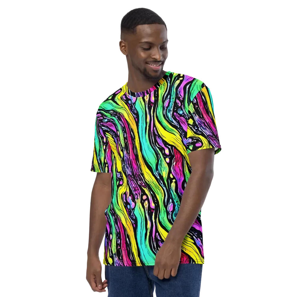 Neon Wildwater on Men's Crew Neck T-Shirt — Left