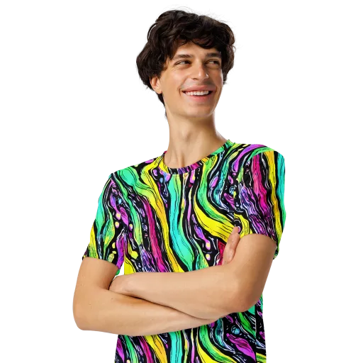 Neon Wildwater on a Men's Crew Neck T-Shirt