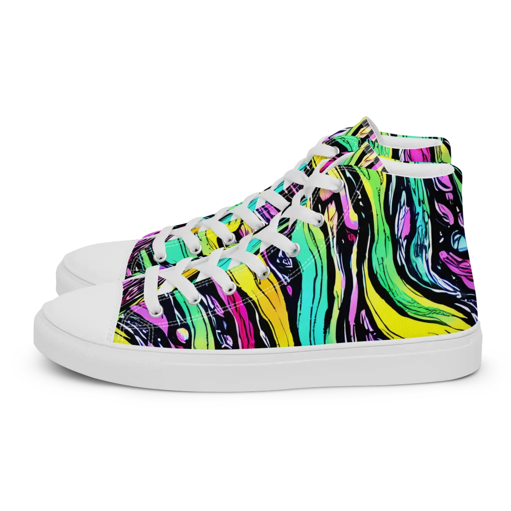 Neon Wildwater on Men's High Top Canvas Shoes — Left