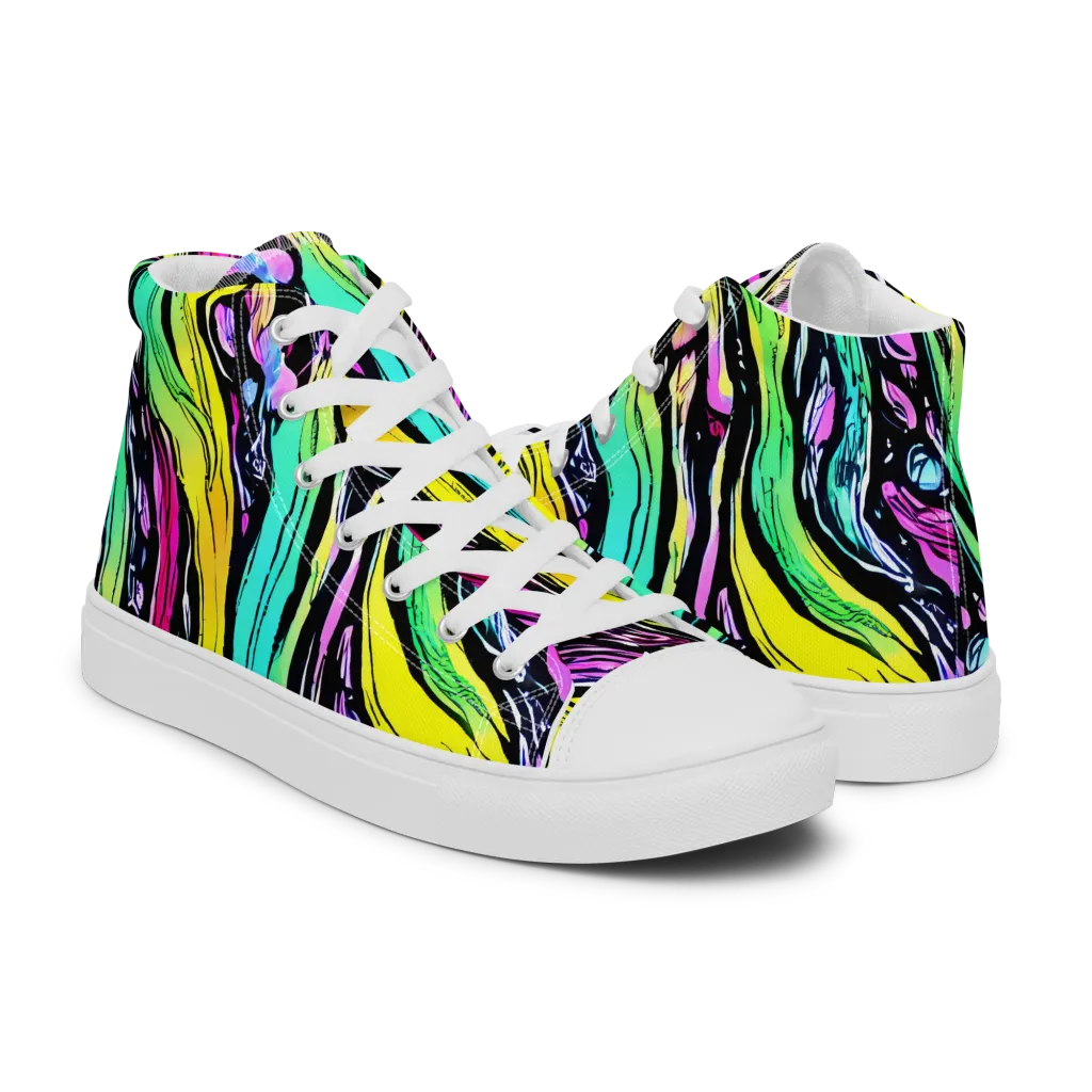 Neon Wildwater on Men's High Top Canvas Shoes — Right