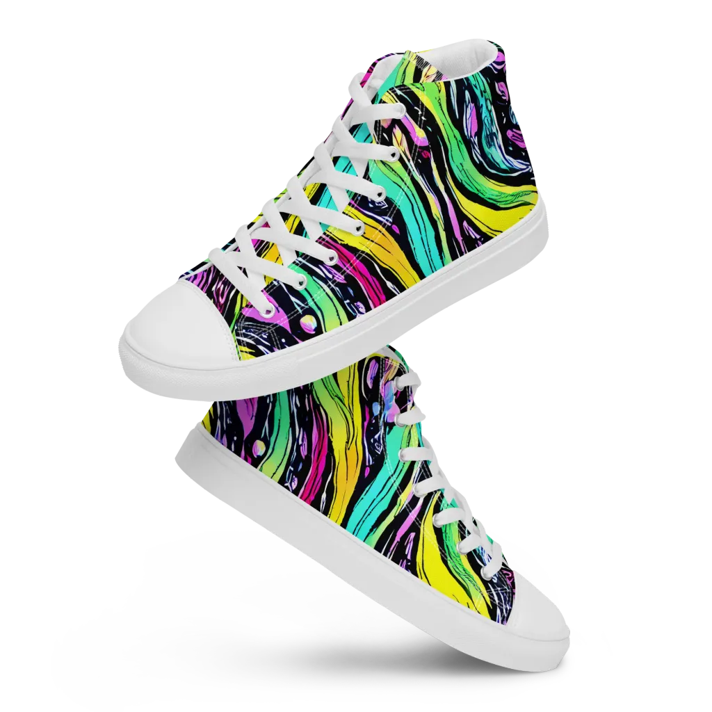 Neon Wildwater on Men's High Top Canvas Shoes — Front