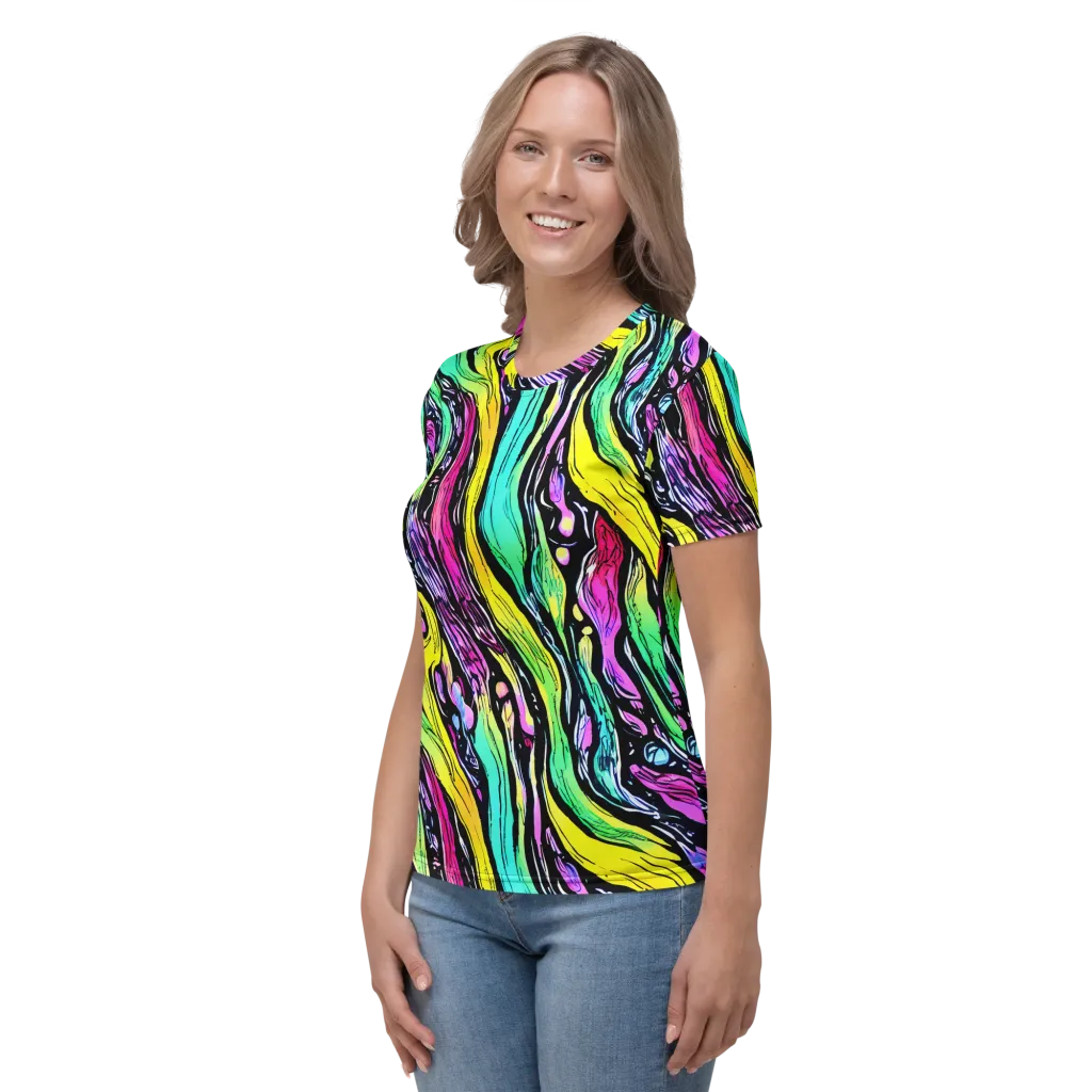 Neon Wildwater on Women's Crew Neck T-Shirt — Left