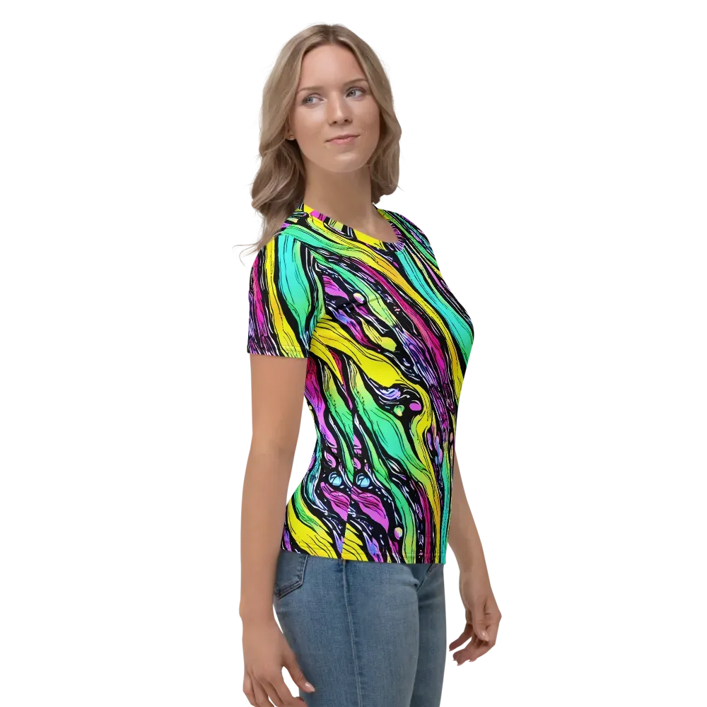 Neon Wildwater on Women's Crew Neck T-Shirt — Right