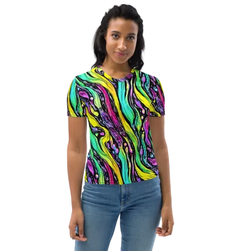Neon Wildwater on a Women's Crew Neck T-Shirt
