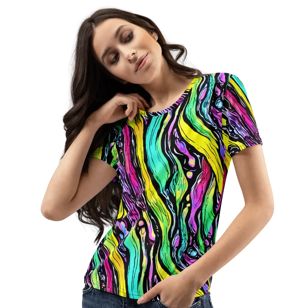 Neon Wildwater on Women's Crew Neck T-Shirt — Left Front