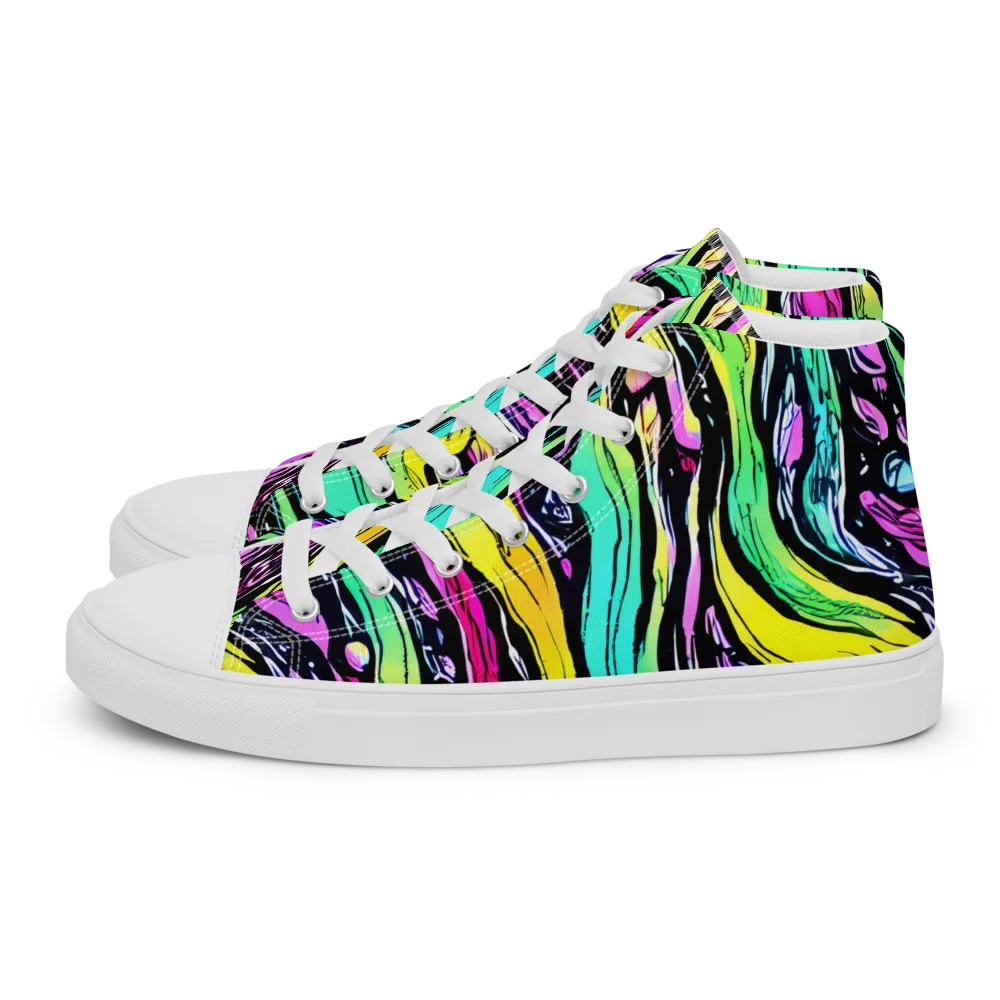 Neon Wildwater on Women's High Top Canvas Shoes — Left