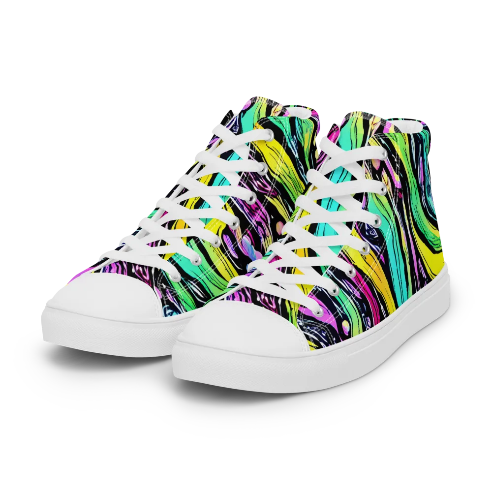 Neon Wildwater on Women's High Top Canvas Shoes — Left Front