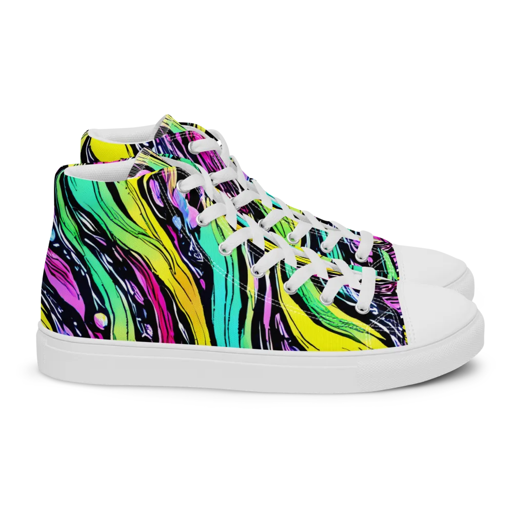 Neon Wildwater on Women's High Top Canvas Shoes — Right