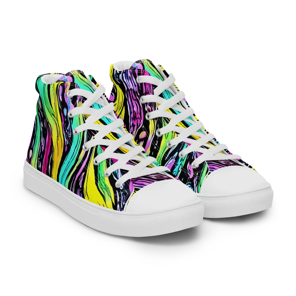 Neon Wildwater on Women's High Top Canvas Shoes — Right Front