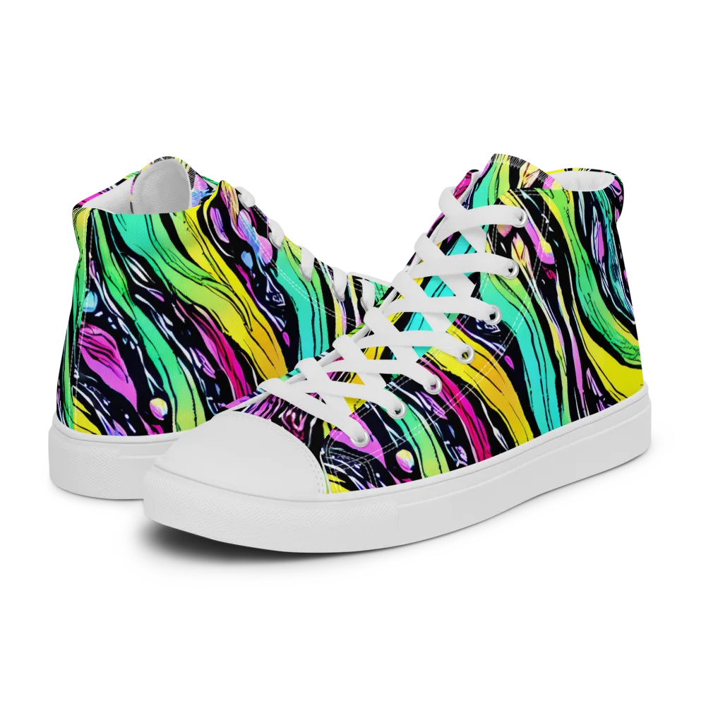Neon Wildwater on Women's High Top Canvas Shoes — Left
