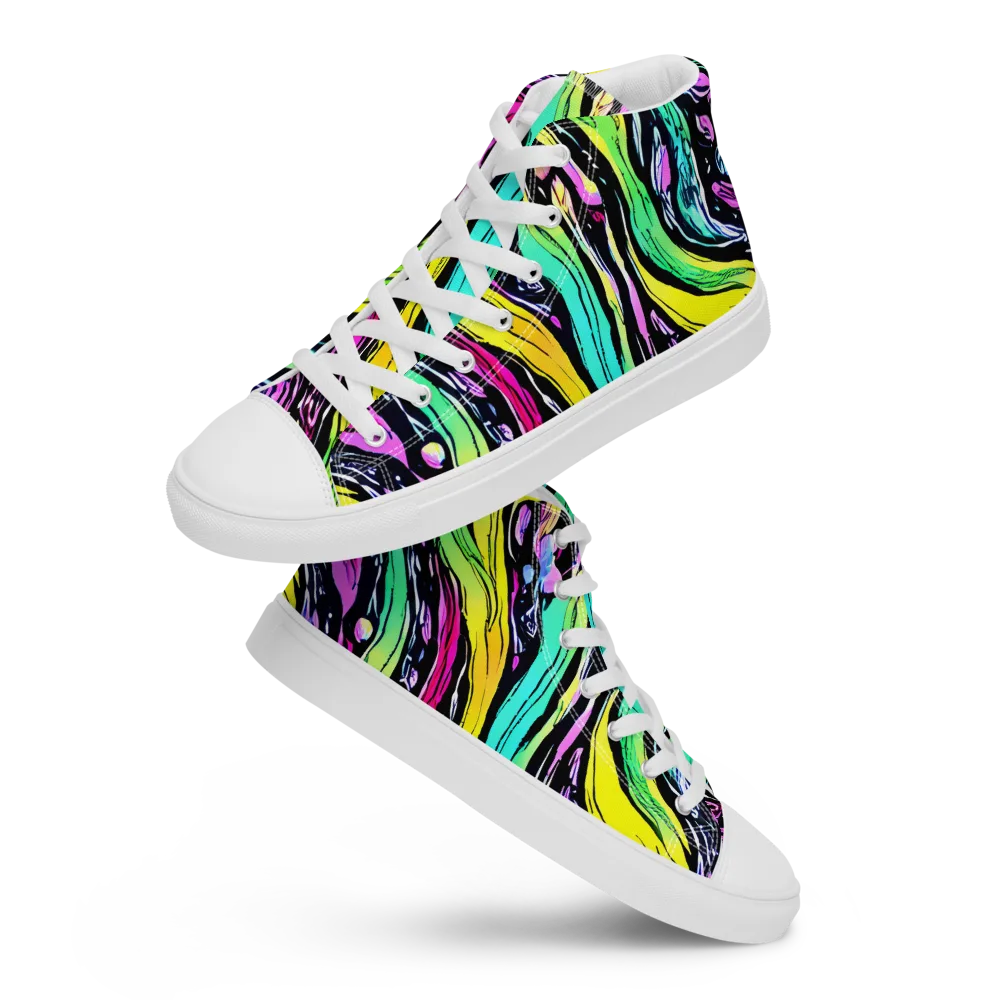 Neon Wildwater on Women's High Top Canvas Shoes — Front