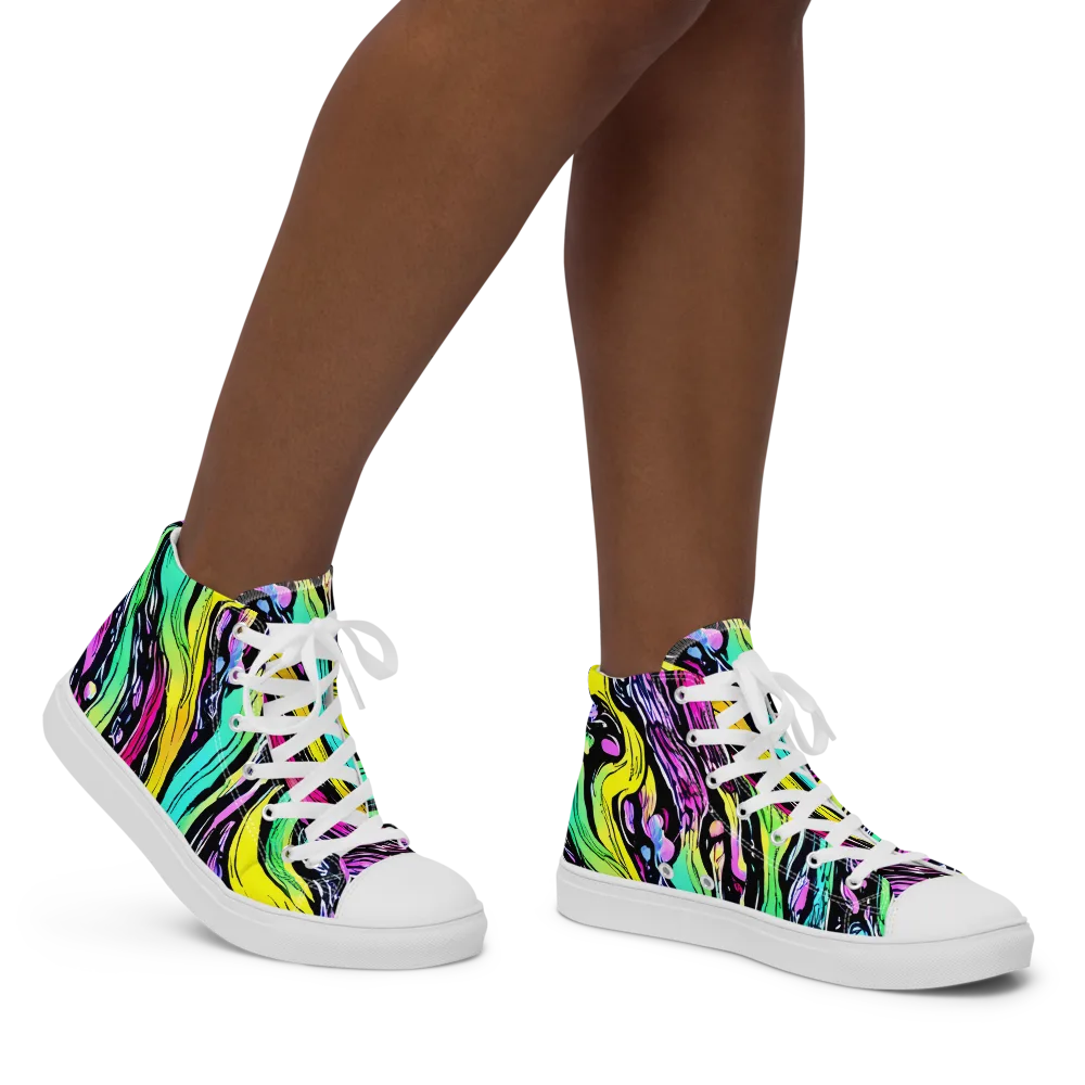 Neon Wildwater on Women's High Top Canvas Shoes — Right