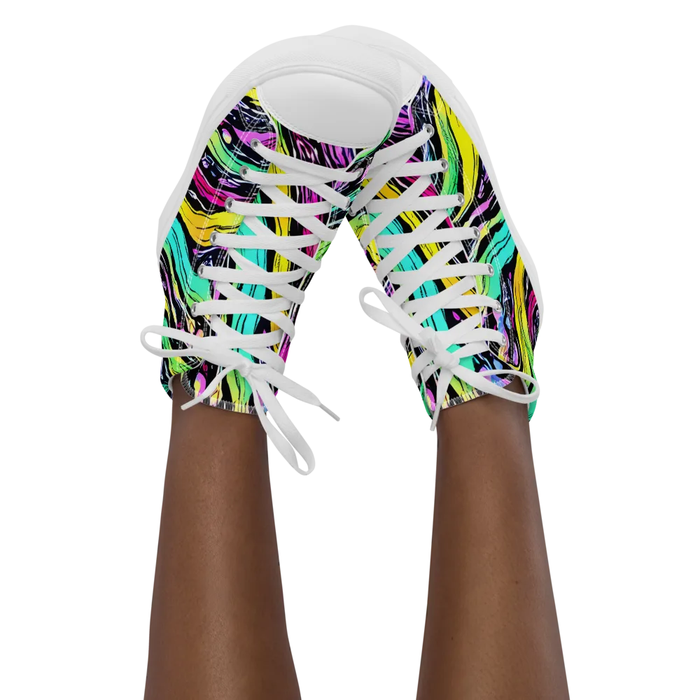 Neon Wildwater on Women's High Top Canvas Shoes — Front