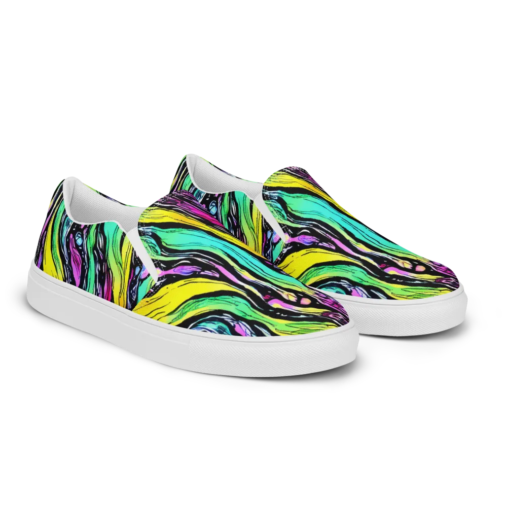 Neon Wildwater on Men's Slip-On Canvas Shoes — Right Front