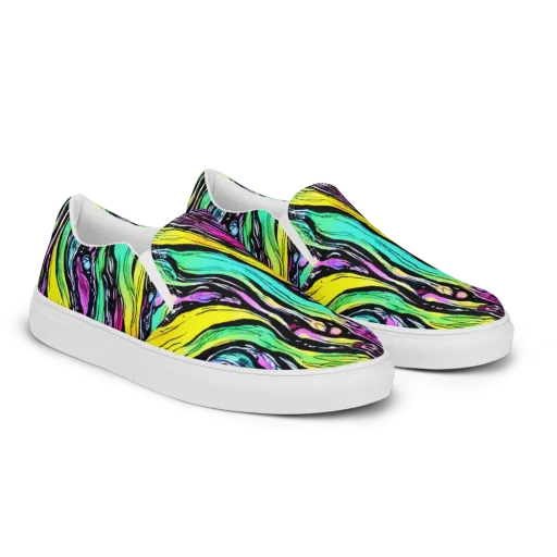 Neon Wildwater on a Men's Slip-On Canvas Shoes