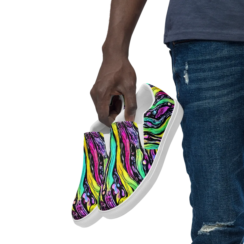 Neon Wildwater on Men's Slip-On Canvas Shoes — Left Front