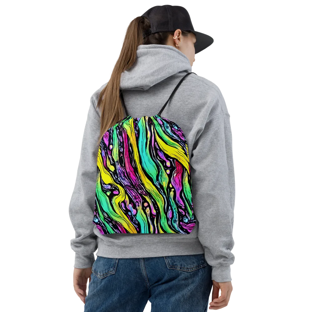 Neon Wildwater on Drawstring Bag — Front