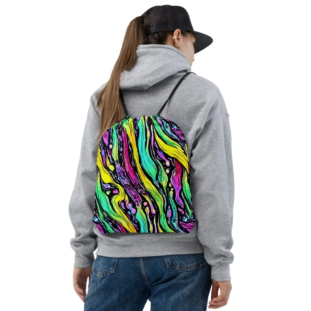 Neon Wildwater on Drawstring Bag — Front