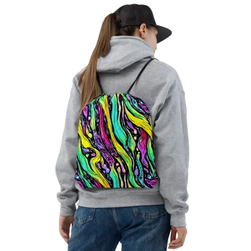 Neon Wildwater on a Drawstring Bag