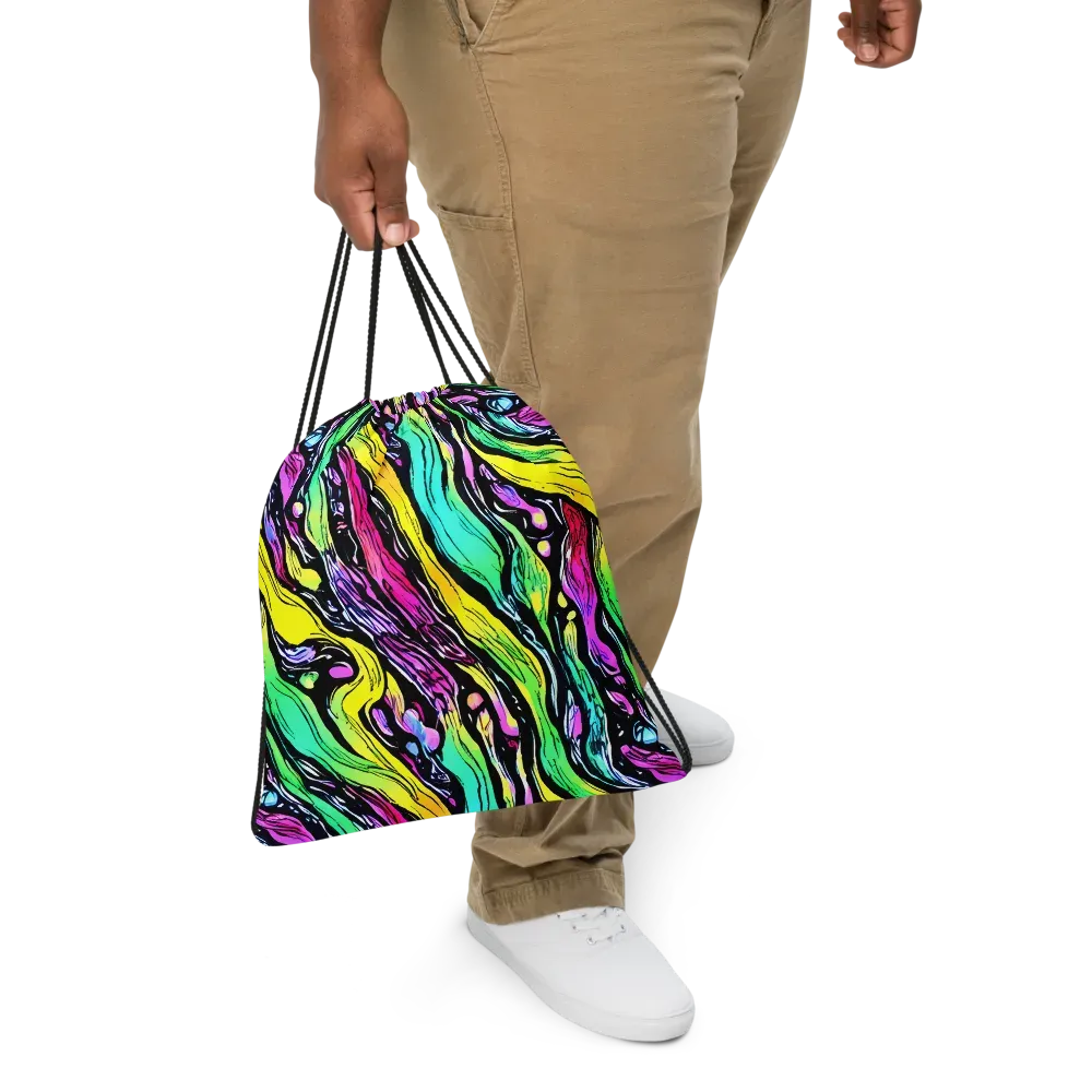 Neon Wildwater on Drawstring Bag — Front