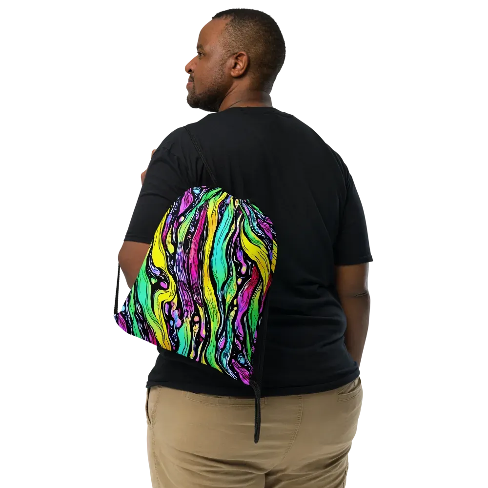 Neon Wildwater on Drawstring Bag — Front