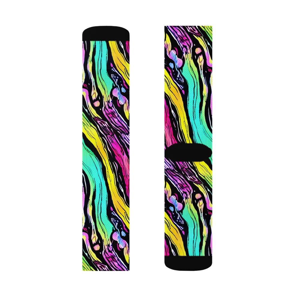 Neon Wildwater on Socks — Left Sock