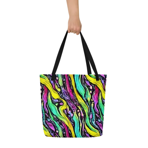 Neon Wildwater on a Large Tote Bag W/ Pocket