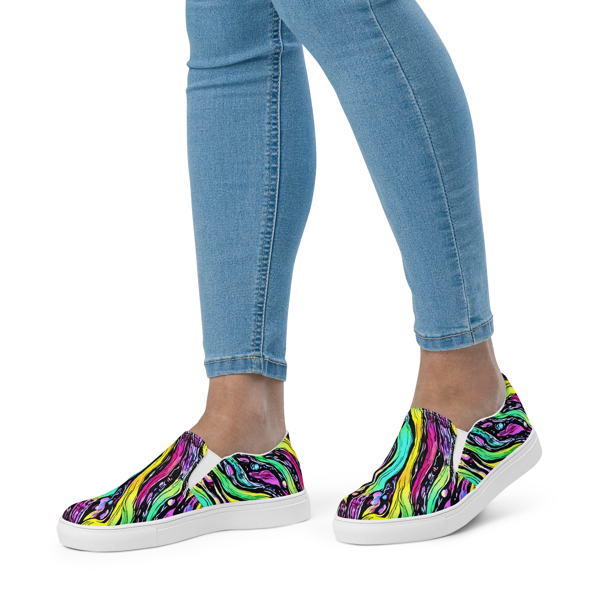 Neon Wildwater on Women's Slip-On Canvas Shoes — Front
