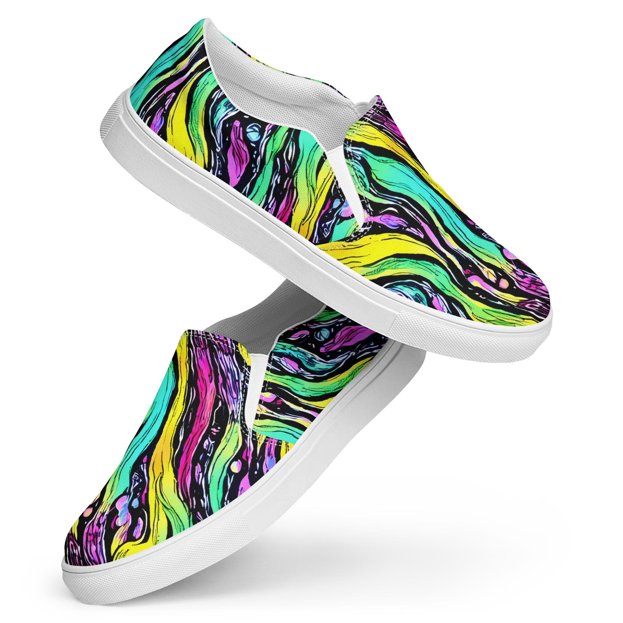 Neon Wildwater on Women's Slip-On Canvas Shoes — Front
