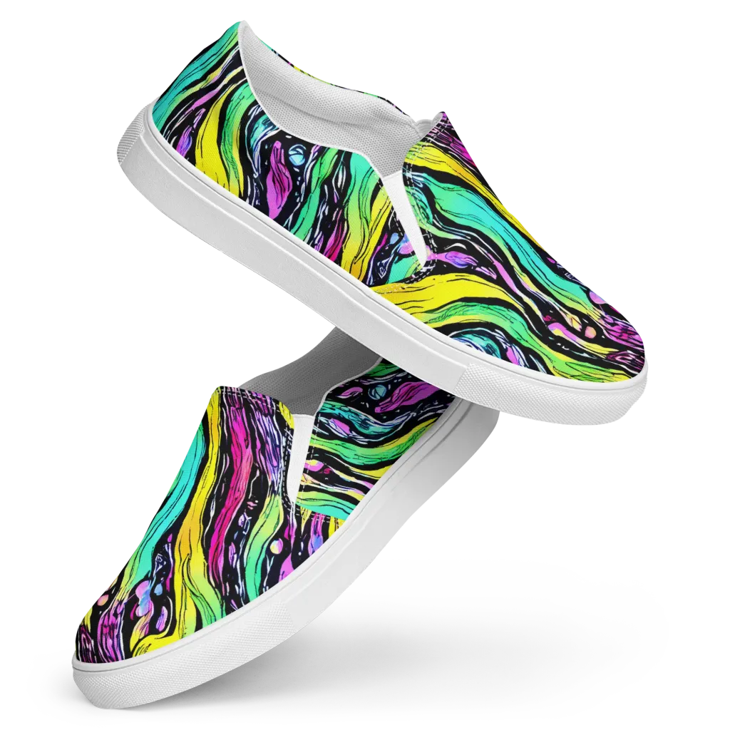Neon Wildwater on Women's Slip-On Canvas Shoes — Front