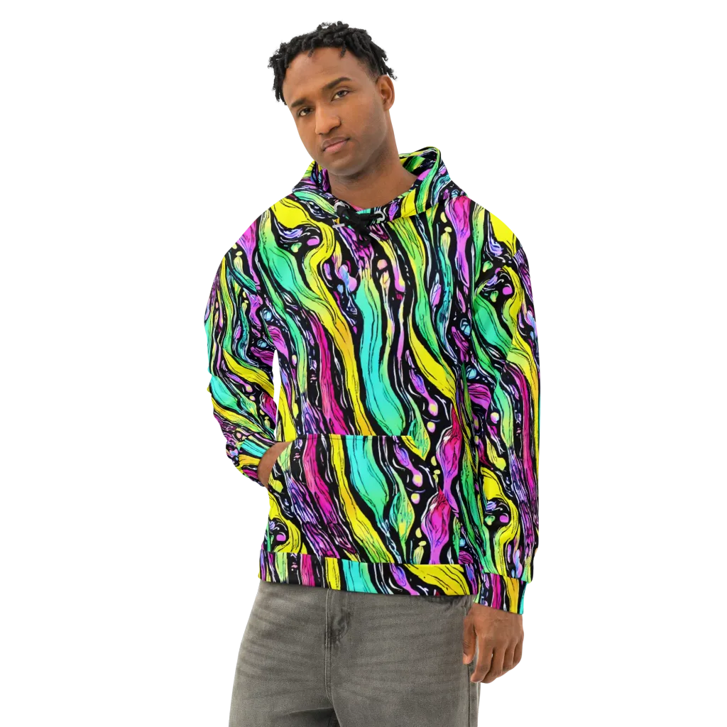 Neon Wildwater on Cotton Hoodie — Left Front