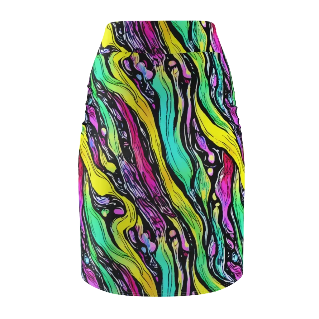 Neon Wildwater on Pencil Skirt — Back