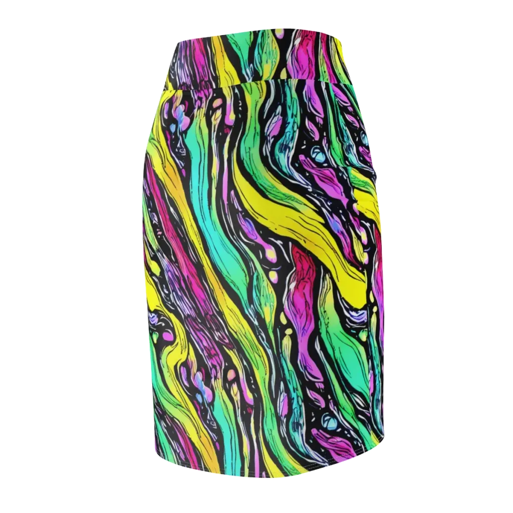 Neon Wildwater on Pencil Skirt — Back Side