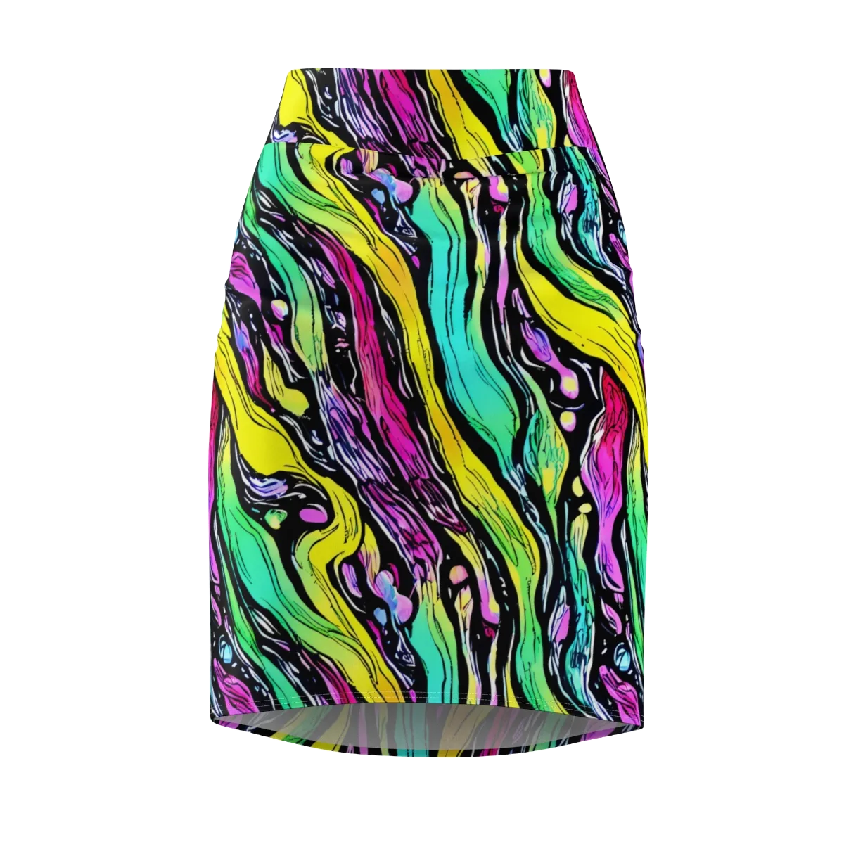 Neon Wildwater on Pencil Skirt — Front