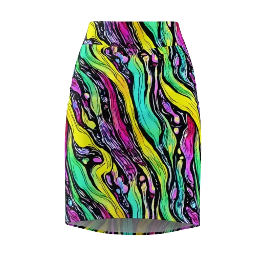 Neon Wildwater on a Pencil Skirt