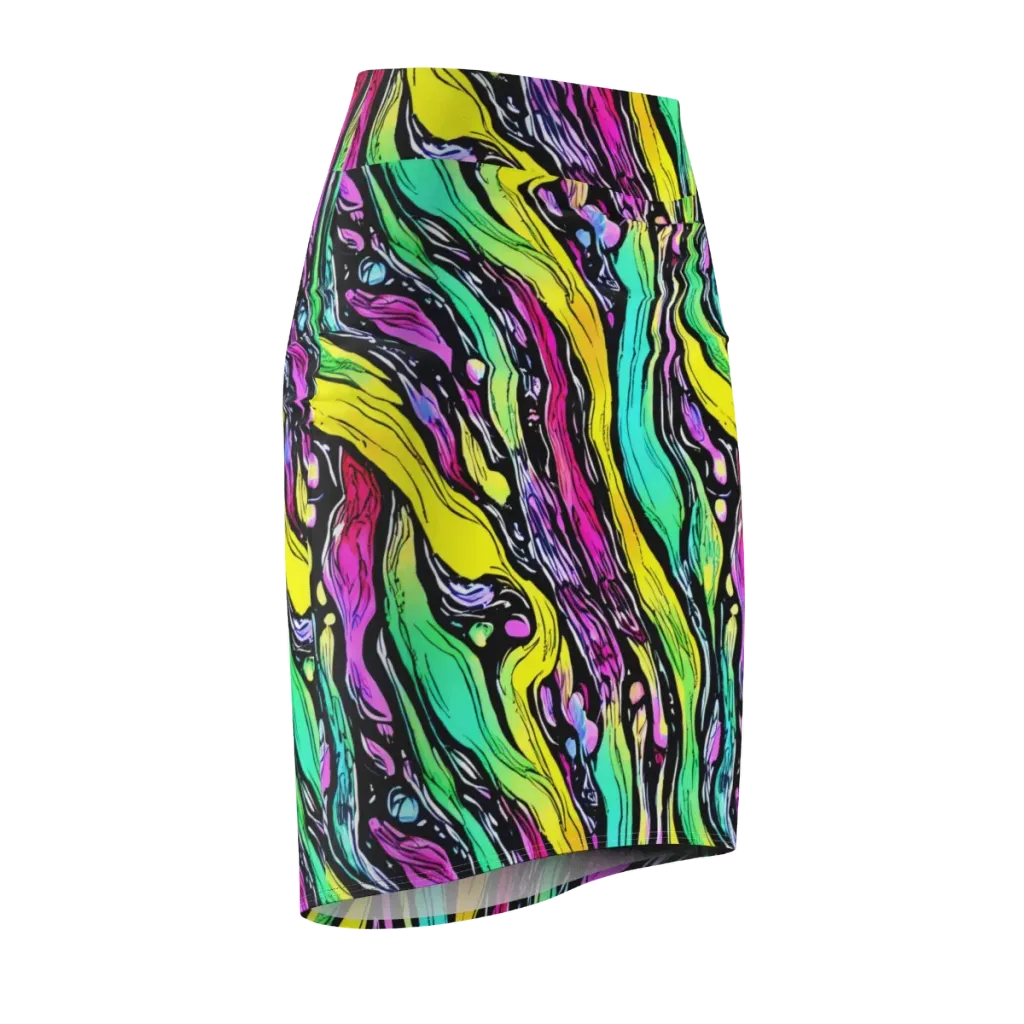 Neon Wildwater on Pencil Skirt — Front Side