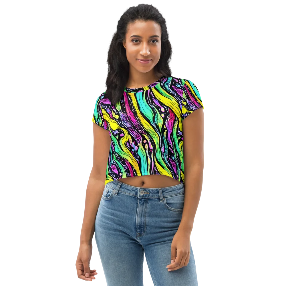 Neon Wildwater on Crop Tee — Front