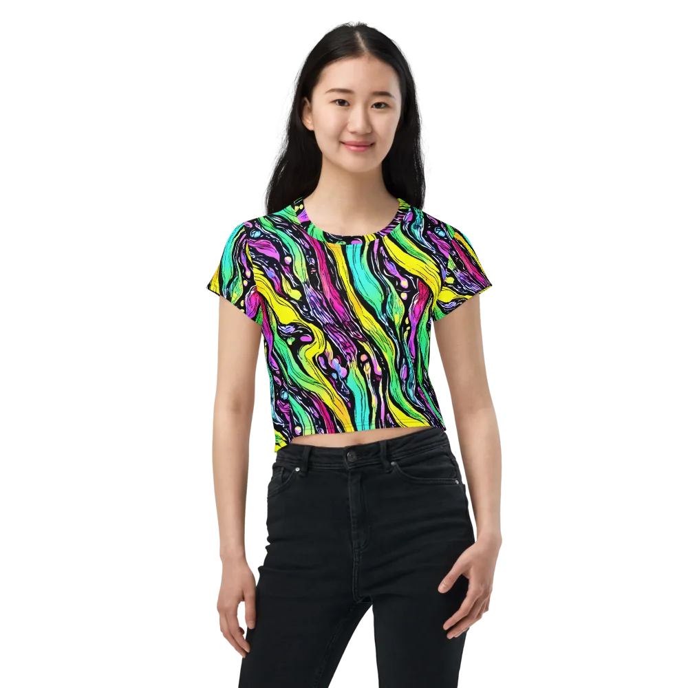 Neon Wildwater on Crop Tee — Front