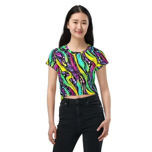Neon Wildwater on a Crop Tee