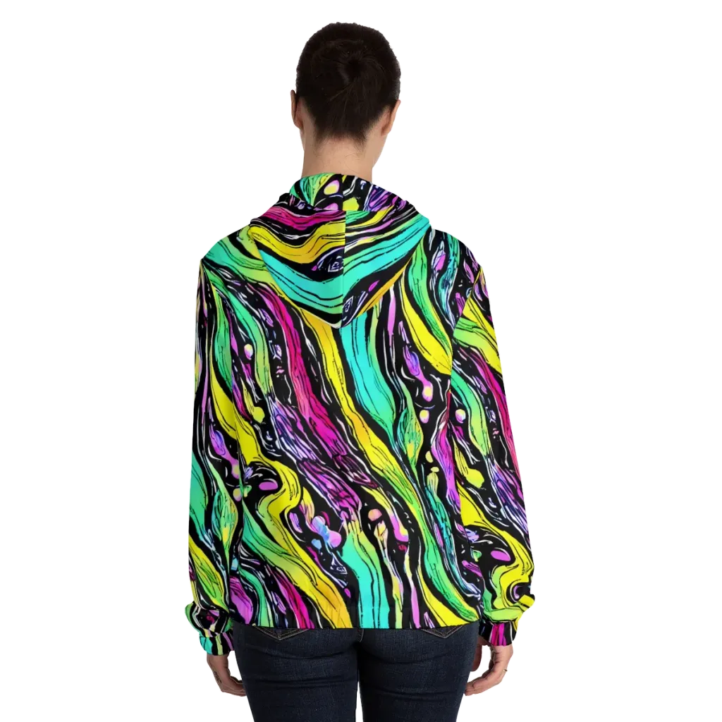 Neon Wildwater on Women's Full-Zip Hoodie — Back On Person