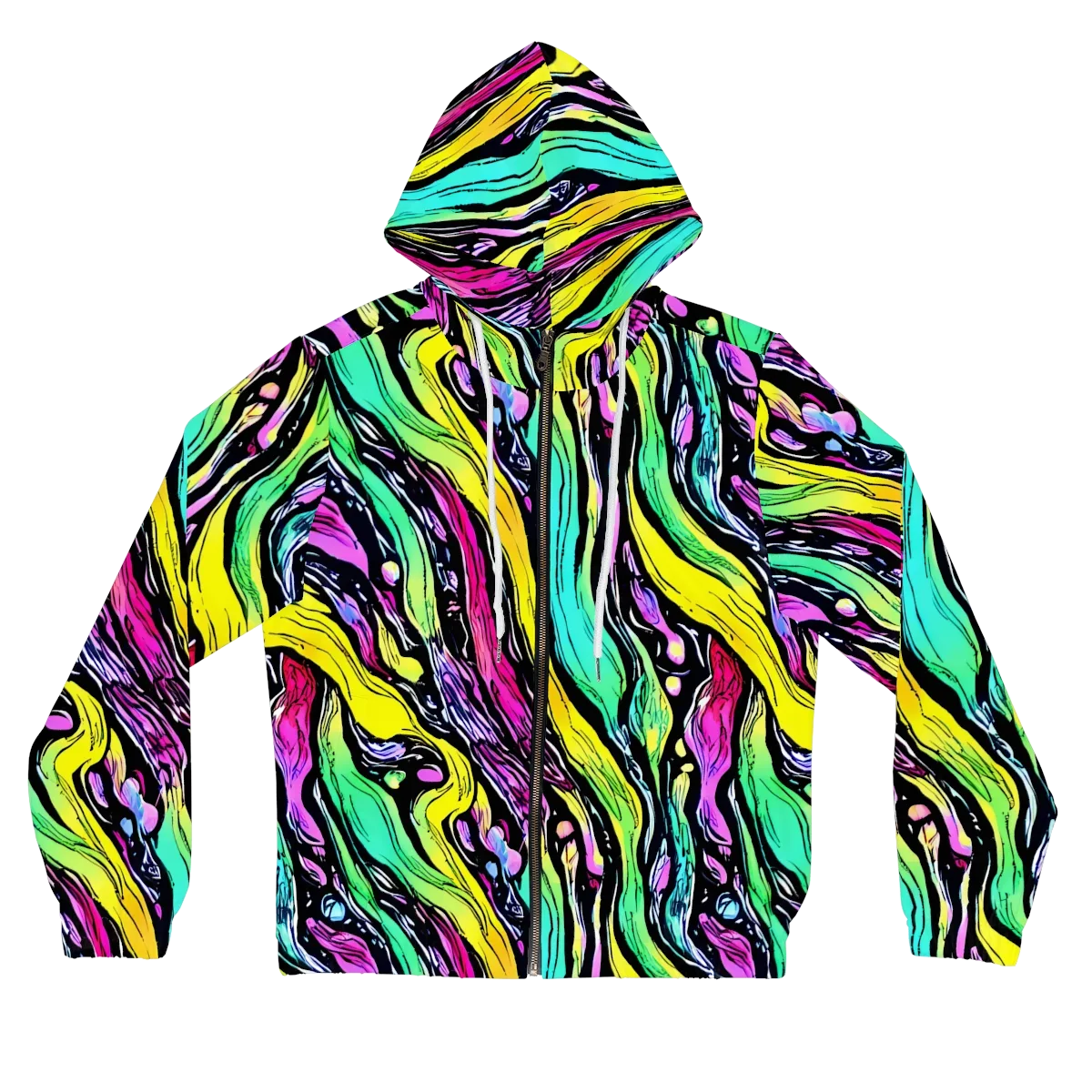 Neon Wildwater on Women's Full-Zip Hoodie — Front