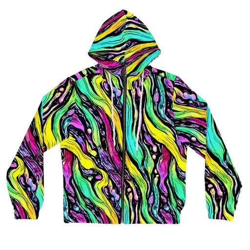 Neon Wildwater on a Women's Full-Zip Hoodie