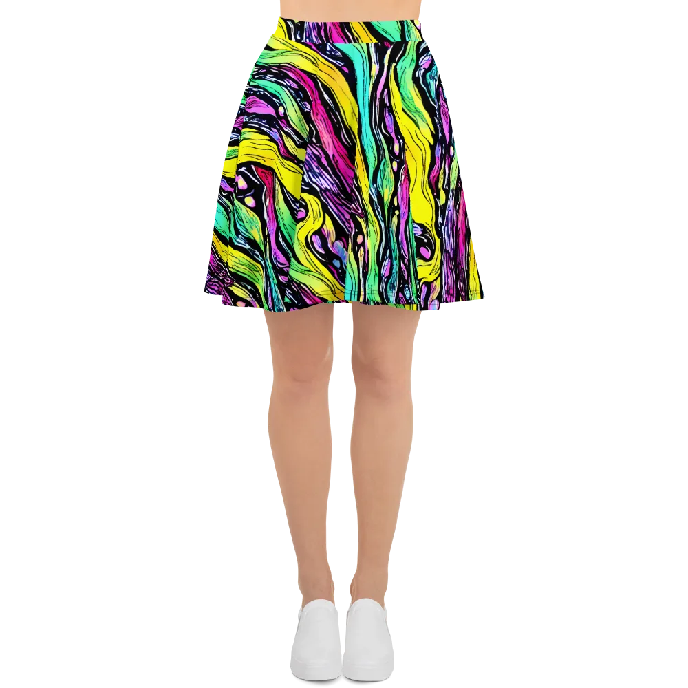 Neon Wildwater on Skater Skirt — Front