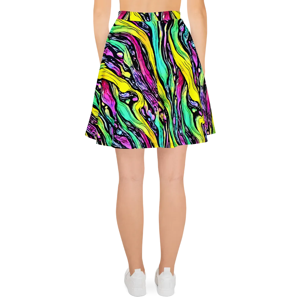 Neon Wildwater on Skater Skirt — Back