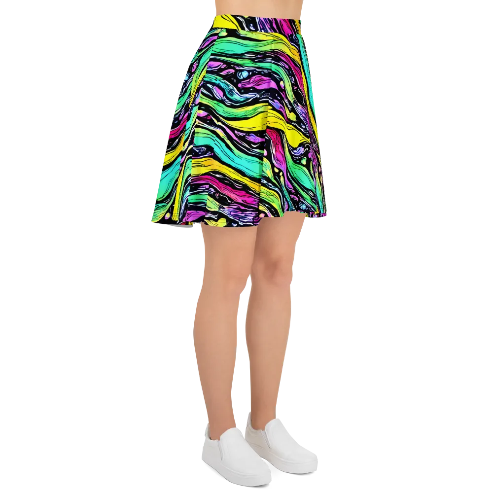 Neon Wildwater on Skater Skirt — Right
