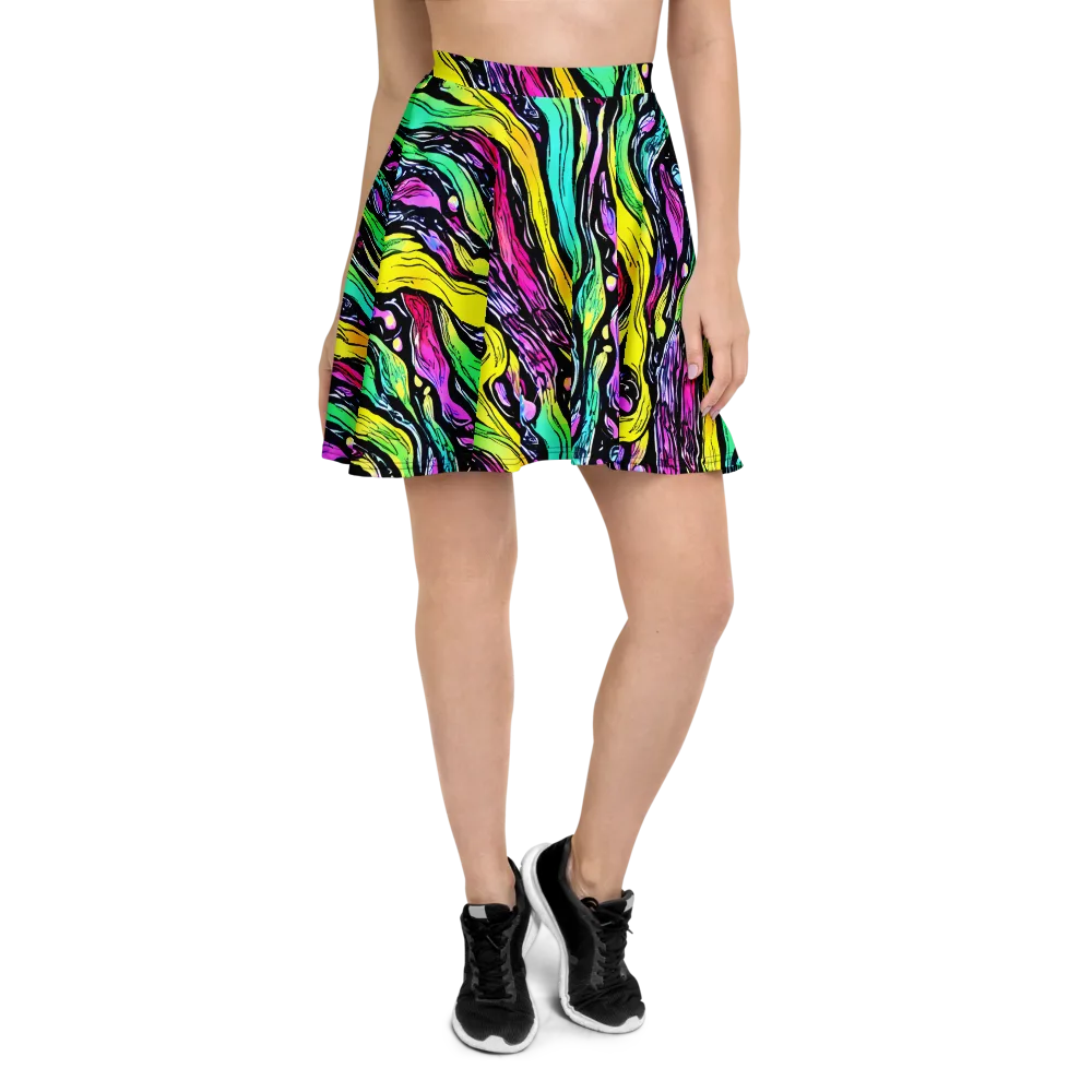 Neon Wildwater on Skater Skirt — Front