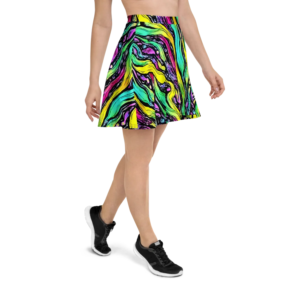 Neon Wildwater on Skater Skirt — Right